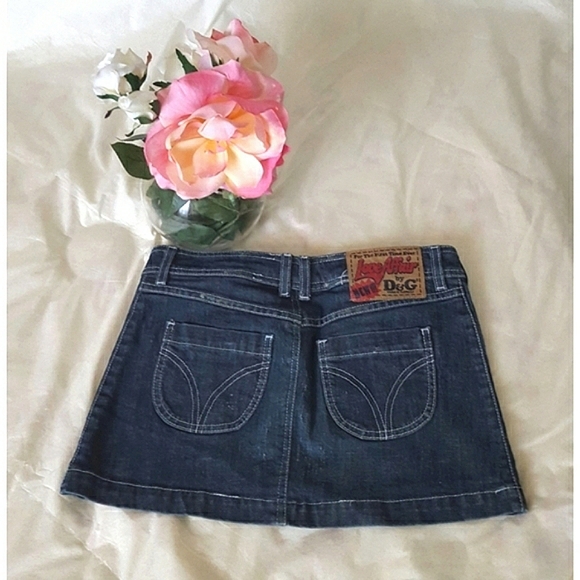 Y2K🔥Dolce & Gabbana❤Love Affair Mini Skirt|Dark Wash Blue Denim - Picture 7 of 14